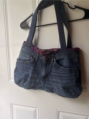 Handmade Y2K denim purse with fabric interior